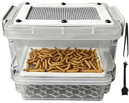 Mealworm Odlingsbehållare | fuktavvisande insekter terrarium – med pincett och borste, luktfri mjölmask, fågelholk, ödla, grodor, sköldpaddor,