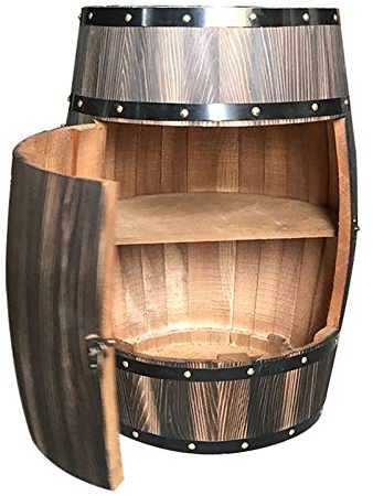 HJCKJSMEOU Massivholz Eiche Fass Weinschrank mit Verriegelung Tür - Dekorative Bierauslage Natürliche Lagerung Perfekte Kellerdekoration