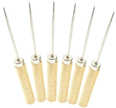KALLORY Punteruolo Manico in Legno Acciaio Inox 10 Pezzi Khaki