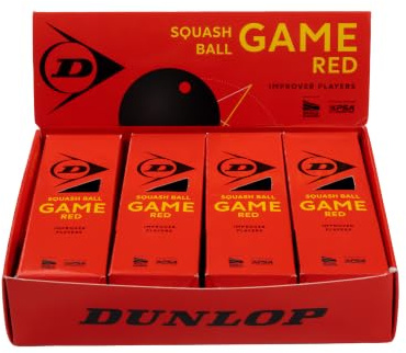 Dunlop Balles de Squash Game Red, Point Rouge | 6 % plus grande que Pro | 20 % de temps de vol en plus | Plus de réaction | Contrôle et confiance pour progresser