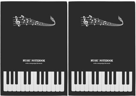 PLAFOPE Notenbuch A4 mit 2 Heften für Klavier und Musik Schwarz Glattes Schreiben Kompaktes Design für Schule und Aufführungen