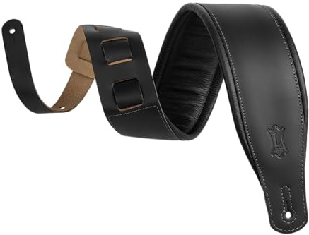 Levy's Leathers 3 Wide Amped Leather Series Guitar Strap with Foam Padding and Garment Leather Backing; Black (M26PD-BLK)