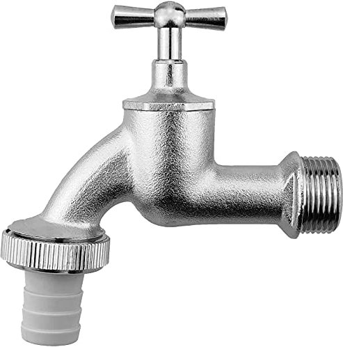 Auslaufventil Messing verchromt 1 Zoll Außengewinde AG Wand Anschluss, Abgang 1 1/4 Zoll Außengewinde AG mit Kunststoff Tülle Außendurchmesser 25mm für 1 Zoll Wasser Absperr Hahn