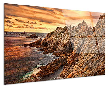 Quadro in plexiglass FALAISES di Bretagna, stampa vetro naturale e paesaggio, decorazione da parete per casa, cucina, soggiorno, camera, ufficio, 120 x 80 cm