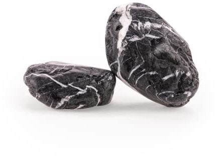 TM Aquatix Fish Tank Stones Rocks for Aquarium - Natural Decoration - Improves Water Parameters - Perfect for Caves Shelters (1kg(3-5 small pieces), Dark Grey Pebbles)