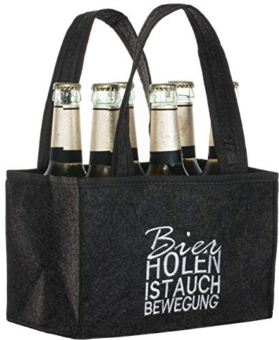 Brandsseller Herren Handtasche Flaschenkorb Flaschenträger Einkaufstasche Aufbewahrungstasche - aus Filz - für 6 Flaschen - Anthrazit-Bier Holen
