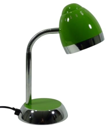 Dapo LED-Tisch-Schreibtisch-Leuchte-Lampe TOM, verstellbar, Chrom/grün, H: 36cm, Fuß D:12,5cm, Kopf D: 9,8cm, L:11cm, inklusive LED E14 1x 2,8W, Nachttisch-Lese-Kinder-Leuchte-Lampe (grün)