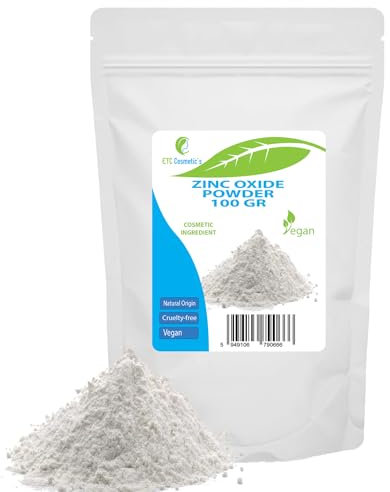 Polvo de óxido de zinc - 100 gr - Ingrediente cosmético, material de alta pureza, no nano