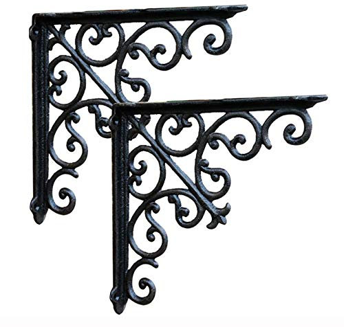 QLLL Regalträger, Wandhalterung Regalhalterung Eisen Antik Rustikal, für Regalbretter Regalwinkel Wand Metall Antik Gusseisen Guss Vintage (2 Stück)