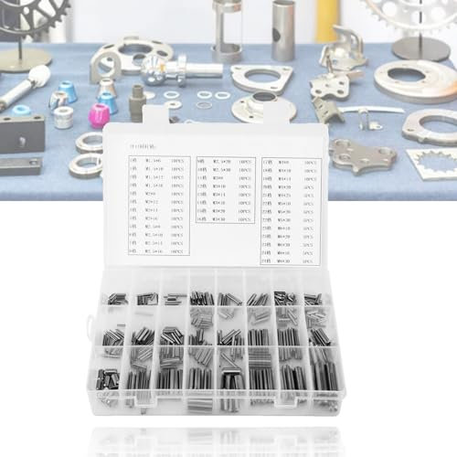 280Pcs Spring Tension Pins Set, Slotted Spring Pin Assortment Kit Stainless Steel Split Spring Dowel Tension Roll Pins M1.5 M2 M2.5 M3 M4 M5 M6 M8 with Box