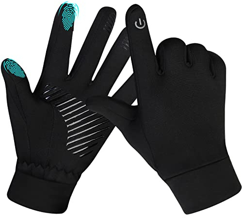 Yomersiah Handschuhe Winter Thermo Touchscreen Damen Herren Kinder, Winddicht Warm Fahrradhandschuhe Frau Mann, Winterhandschuhe für Fahrrad Joggen MTB Golf Walking Fussball Laufen (Schwarz, M)
