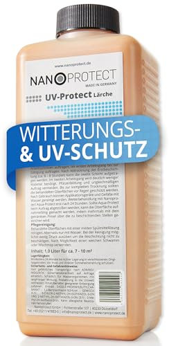 Nanoprotect UV-Protect | Holzöl | UV-Schutz | Witterungsschutz | Langzeitschutz gegen Vergrauung, Austrocknung und Rissbildung | 1 Liter | Lärche - orange | Für ca. 7-10 m²