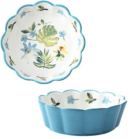 BOSUGE Set di 2 teglie Rotonde Grandi e Profonde for Lasagne, pirofila in Ceramica Colorata, Piatto Tondo for Torta in ceramica-Azzurro-350ml 12oz (Color : Light Blue, Size : 350ml 12oz)