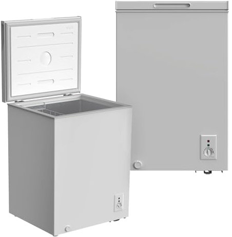 YUNA FROSTER 100 Gefriertruhe | DUAL Modus | mit Drahtkorb | Kühlen und Gefrieren | 4 Sterne Gefrierfach (silber)