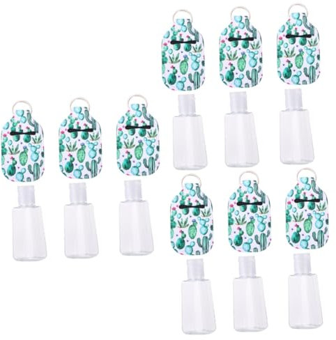 minkissy 9sets Decorate Your Own Water Bottle Soft Water Bottle Covers Cactus Keychain Holder Refillable for Boys and Girls