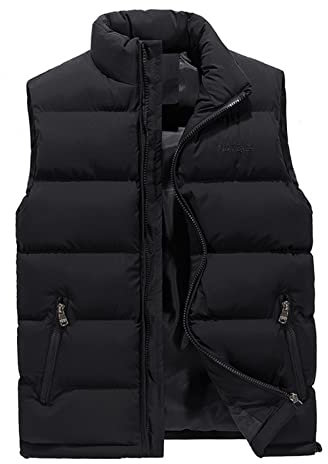 JUTOO Weste Schwarz Herren, Winter Leichte Winddicht Zip Outdoor Casual Warme Jacke Ärmellose Sweatshirt Damen Kurz Softshell Herren Steppweste Leicht Sommer Anglerweste Vest (4XL, Black)