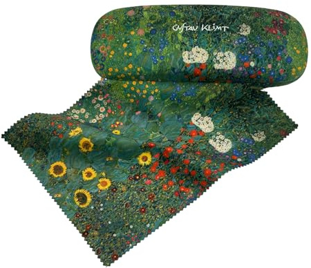 MediMuc Brillenetui Hardcase mit Stoffbezug und Reinigungstuch aus Mikrofaser von Fridolin - bezaubernde Motive - innen weich gepolstet - L/B/H: 16 × 6,5 × 4,0cm und Putztuch: 17,5 × 12,5cm