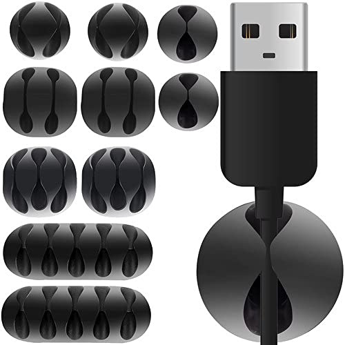 PARENCE - Juego de 10 organizadores de cables con clips autoadhesivos - Di adiós a los cables enredados