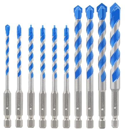 BRSCHNITT Beton Bohrer Fliesenbohrer - Steinbohrer Bohrer Set mit Sechskantschaft Universalbohrer für Beton, Weiche Fliesen Ø 4/5/6 * 4/8 * 2/10/12mm