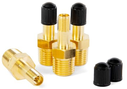 ChillWaves Brass Tank Valve, Standard Valve Core 1/4 NPT Anti-Corrosion Schrader Valve with Sealing Caps for Air Compressor Tanks(4-PACK)