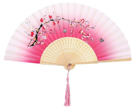 AIYVELU Handfächer, faltbarer Fächer, Bambusfächer mit Quaste, chinesischer Fächer, Hochzeitstaschenfächer, Gastgeschenk Fächer mit Quaste, geeignet für Hochzeit, Sommerparty Requisiten Dekoration