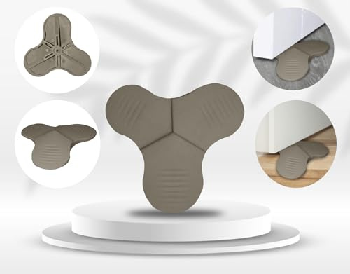 Set 8 Fermaporta, in Gomma Antiscivolo, per Tutti i Pavimenti 3 Altezze Diverse, Ferma Porta, Antigraffio (Beige)