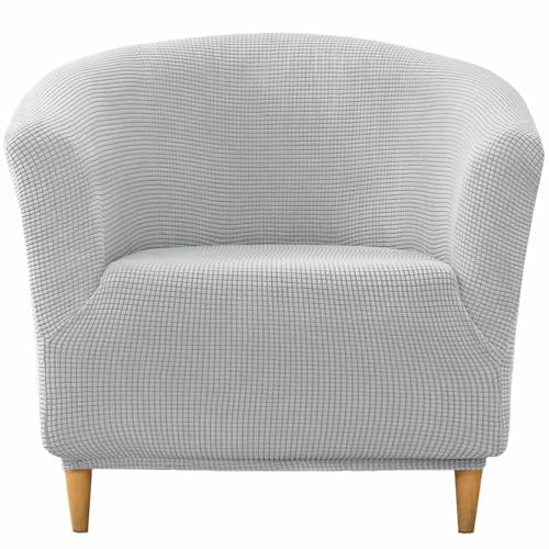 CLGTY Sesselschoner, Kariert Sesselüberwurf 1 Stück Stretch Club Chair Stretch Sesselhusse Für Wohnzimmer rutschfest Weich Sesselbezug Waschbar Für Bar-hellgrau-1 Stück