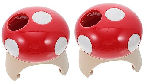 WOONEKY 2stücke Hamsterkeramikhaus Pilzform Einzigartiger Rückzugsort Für Kleine Haustiere Für Hamster Und Kleintiere Kühlendes Design Für Sommer