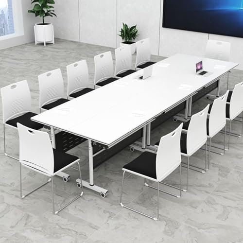 Konferenztisch im 4er-Pack, moderner klappbarer Bürotisch, Konferenzraumtische mit feststellbaren Rollen, feststellbarer mobiler klappbarer Besprechungstisch, Seminartisch für Home-Office-Me