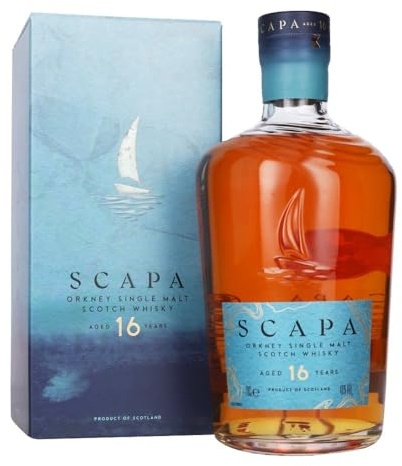 Scapa 16 Jahre Single Malt Scotch Whisky, Small Batch mit komplexen Fruchtnoten & warmen Gewürzen, gereift in Ex-American Oak Fässern, 0,7 L