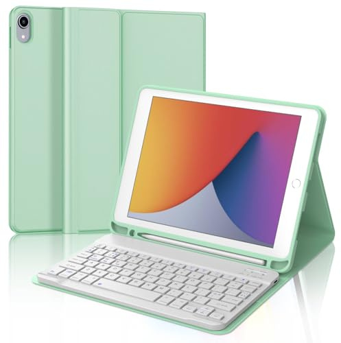 WINCHKING Funda Teclado para iPad 9/8/7 Generación 10.2 2021/Air 3/Pro 10.5 | Desmontable Funda con Soporte, Magnético Bluetooth Teclado para iPad 10.2 2021/2020/2019, QWERTY Español Ñ, Verde