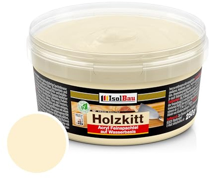 Isolbau Mastic pour bois 250 g - Mastic pour bois extérieur et intérieur - Mastic de réparation pour bois - Mastic de réparation pour bois - Mastic prêt à l'emploi pour bois - Séchage rapide - Frêne