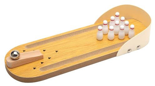 Tischbowling, Mini Bowling Spielzeug Bowlingbahn, Holz Desktop Mini Bowling Set, Geschicklichkeitsspiel, Bowling Brettspiele, für Erwachsene im Büro, auf Partys oder als Spielzeug für Kinderzimmer