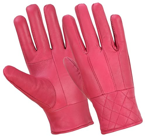 Home-Kitchen-Pets Gants en cuir pour femme – Doux, élégants et chauds, pour l'hiver, la conduite et l'extérieur, disponibles en tailles S/M et M/L, rose, S-M
