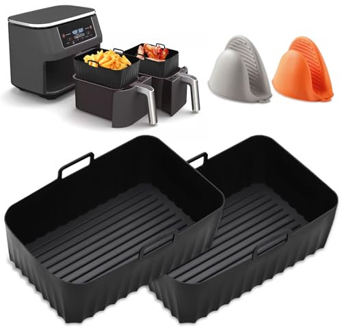 2 Pcs Airfryer Silikonform für Ninja AF400EU AF300EU 9.5L, Airfryer Zubehör für Ninja Foodi Max Dual Zone, Air Fryer Accessories für Innsky, Princess Heißluftfritteuse