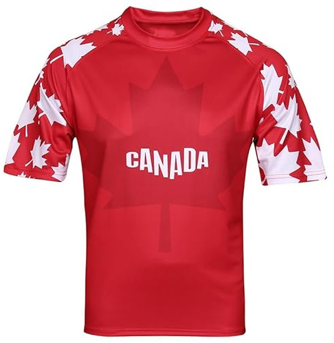 BINQER Maglia da calcio da uomo T-shirt da calcio Coppa Europa/America Felpa Fans Footy Mezze maniche(Canada,S)