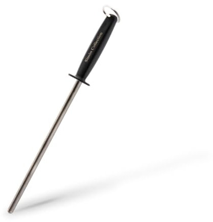 Chaira de Diamante Corta Fina - Afilador Profesional de Cuchillos de Acero Forjado y Troquelado, 23 cm de Longitud, Mango Ergonómico de Policarbonato Negro, Fabricada en Alemania con Alta Precisión