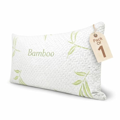 EDS Bamboo Memory Foam Pillow Pack of 1 Medium Firm Pillow for Neck & Shoulder Support Breathable Bed Pillow with Removable Machine Washable Cover for Side Back & Stomach Sleepers (Pack of 1)