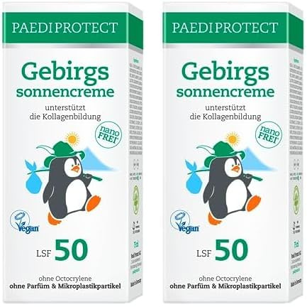 PAEDIPROTECT Gebirgssonnencreme für Kinder und Erwachsene 75 ml, Sonnencreme LSF 50, Sonnenschutz für höhere Gebirgslagen, leichte Textur für sensible Haut, ohne Mikroplastik, ohne Parfüm, vegan