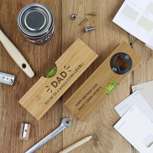WEIYOUDP 2 in 1 Personalised Wooden Bottle Opener for Dad You're on A Whole Other Level Spirit Level Multi Tool DIY Multitool Gifts for Dad Father's Day (1pcs)