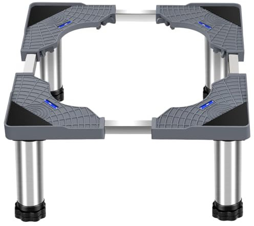 Soporte Lavadora con 4 Pies, Base Ajustable para Lavadora, Ancho Ajustable 40-60cm, Altura 18-21cm, Base Ajustable Multifuncional para Frigorífico, Lavadora, Electrodomésticos, Gris