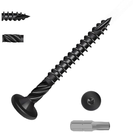#14 x 2 Wood Screws, Heavy-Duty Outdoor Deck Screws, Star Drive Decking Wood Screws, Black Rust Resistant Epoxy Coated for Fence, Timber, with T30 Star Bit, 50 PCS