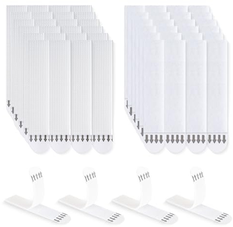 LLPT Tiras para Colgar Cuadros 24 Pares (48 Tiras) Large 19 x 94mm Blanco | Colgadores sin Clavos, Tiras Adhesivas de Pared Resistentes y Resistentes a los Daños, Para Pósteres