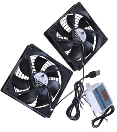 BELOWSYALER Sistemas de ventilador de refrigeración USB de 120 mm 5 V 1 A con control de temperatura para armarios de cine en casa y ventilador de gabinete más silencioso