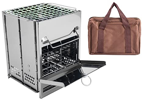 Réchaud à bois pliable et résistant au vent - Réchaud de camping portable - Pour la randonnée, les pique-niques, la cuisine, le camping