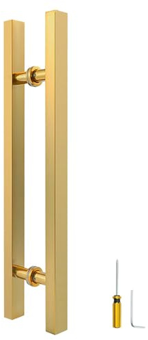 LVYIHAN 60cm Titanium Gold Square Barn Door Pull Handle Double Sided | Heavy Duty 304 Stainless Steel, 40 cm Hole Spacing, Fits 2 cm-5 cm Thick Barn, Front Entry, Sliding & Exterior Doors