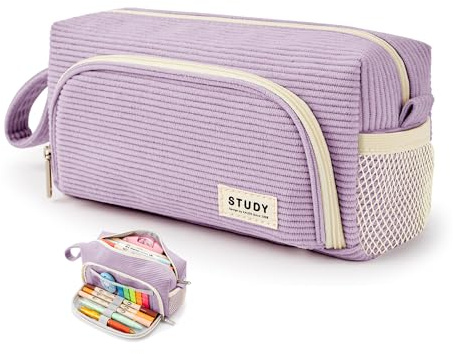 KALIDI Federmäppchen Cord-Stoff Pencil case Mäppchen mit grossem Fassungsvermögen Schreibwarenbeutel Bleistift Beutel für Middle School College Office Studentin Mädchen Geschenk
