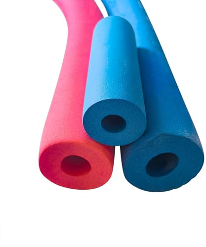 Red/Blue Soft Insulation Rubber Tubing Lagging Tube Length 1.8m 2m Scaffold Hose Slip Resistant Pipe Insulation for Pipe Freeze and Sharp Edge,Exercise Machine Handle(Blue,60mmx20mmx2m)