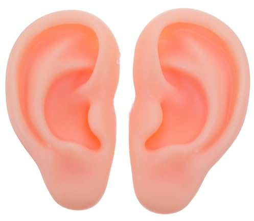 SAFIGLE 1 par de modelos de oreja de silicona: Maniquí flexible de anatomía realista para exhibir pendientes, practicar piercings y mostrar joyas.
