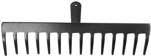 COLLBATH Rastrello da Esterno Denti in Acciaio Attrezzo per Pulizia Foglie Accessorio Fai da Te per Aree Verdi e Cortili Resistente Elementi Atmosferici Stile Casuale